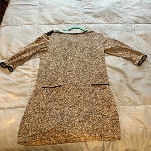 Stylish Quinn Gray Knit Dress with Black Accents